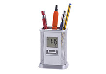 Porta lapicero rejilla con reloj
