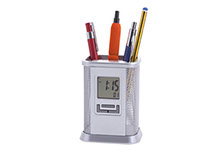Porta lapicero rejilla con reloj